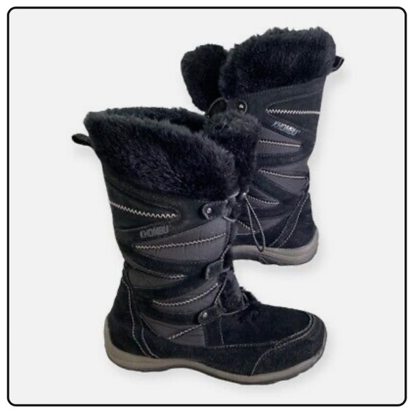 Khombu Black Fur lined winter boots GUC 8 - Picture 1 of 3